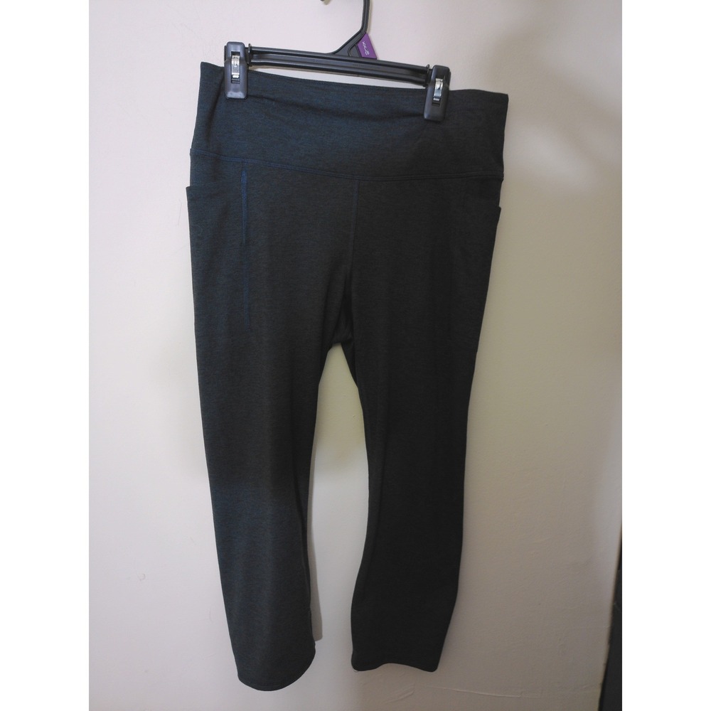 Jockey Leggings Women Medium Charcoal Grey Cropped Side Pockets Athleisure